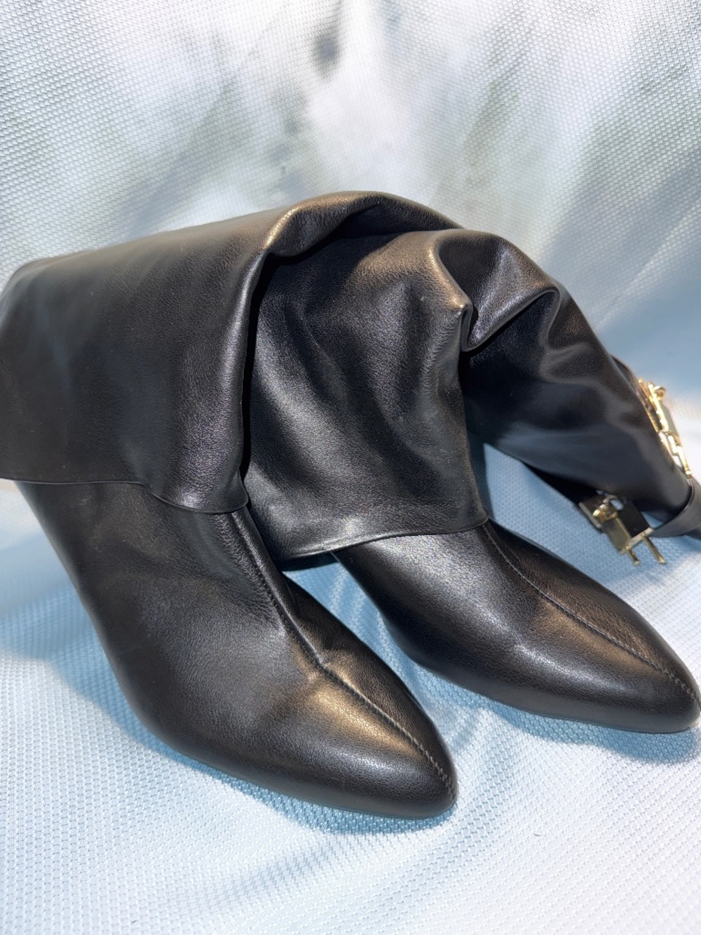 Liliana mid calf black wedge heel boots size 10
